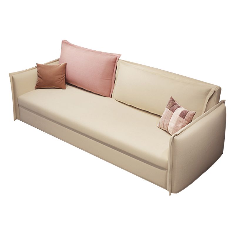 White and Pink Convertible Settee Loveseat Square Arm Standard Bed Settee