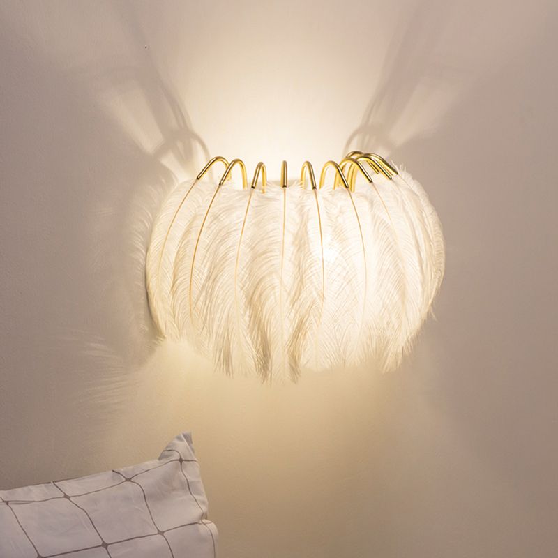 Feather Shaded Wall Mount Light Minimalist Wall Sconce Light Fixture for Living Room