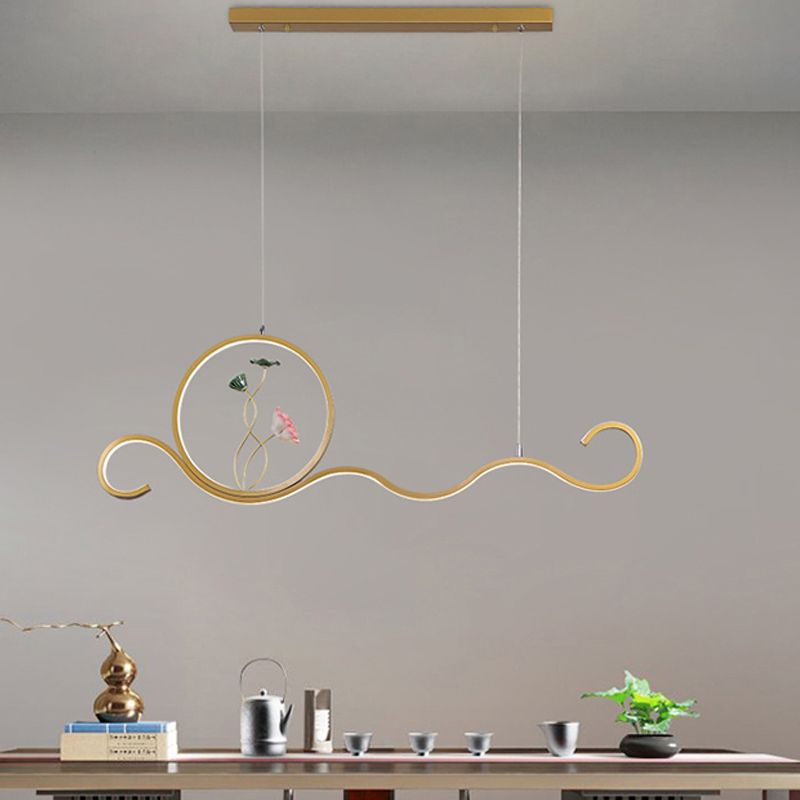 Linear Shape Island Lights Modern Style Metal Two Light Pendant Lighting