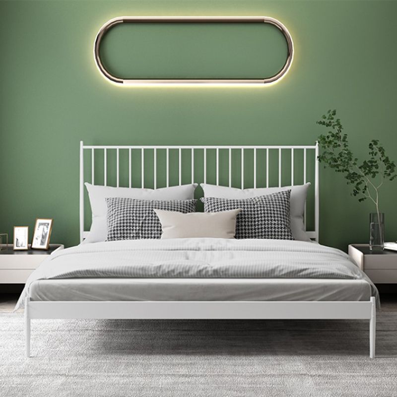 Contemporary Iron Open Frame Bed with Spindle Headboard for Bedroom