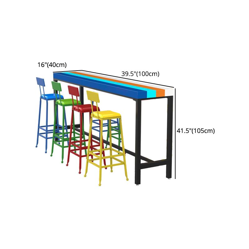 Rectangle Modern Bar Height Table Trestle Wood Counter Table for Coffee Shop