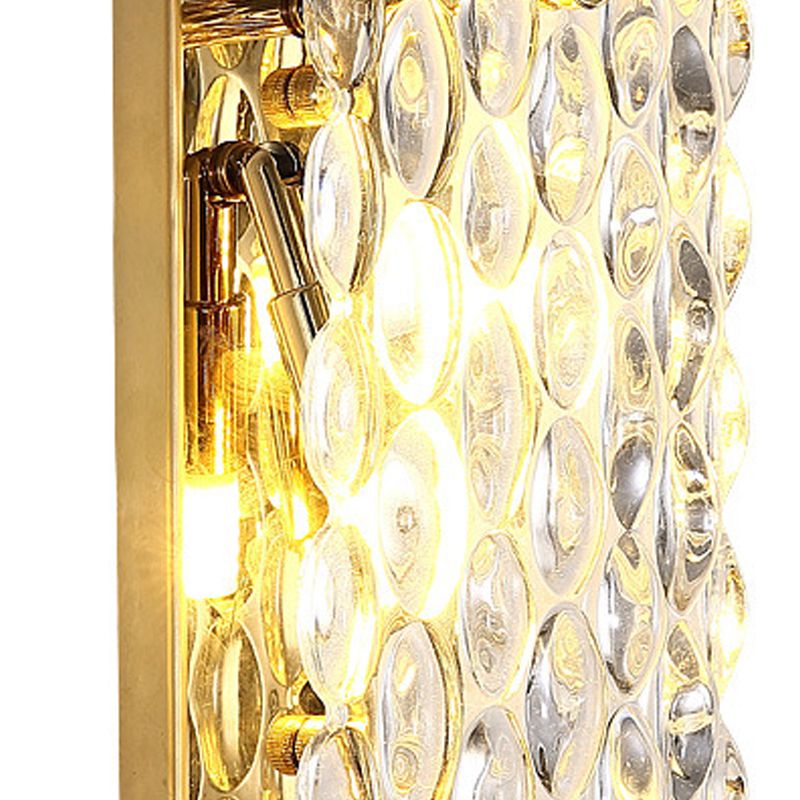 Postmodern Style Crystal Wall Light Gold 12.5" High Wall Sconce for Living Room