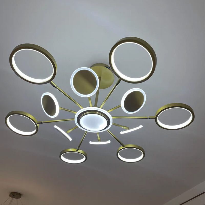 Kreis LED -Decke Kronleuchter moderne Metalldecke Hängende Armaturen mit hängenden Schnur für Wohnzimmer