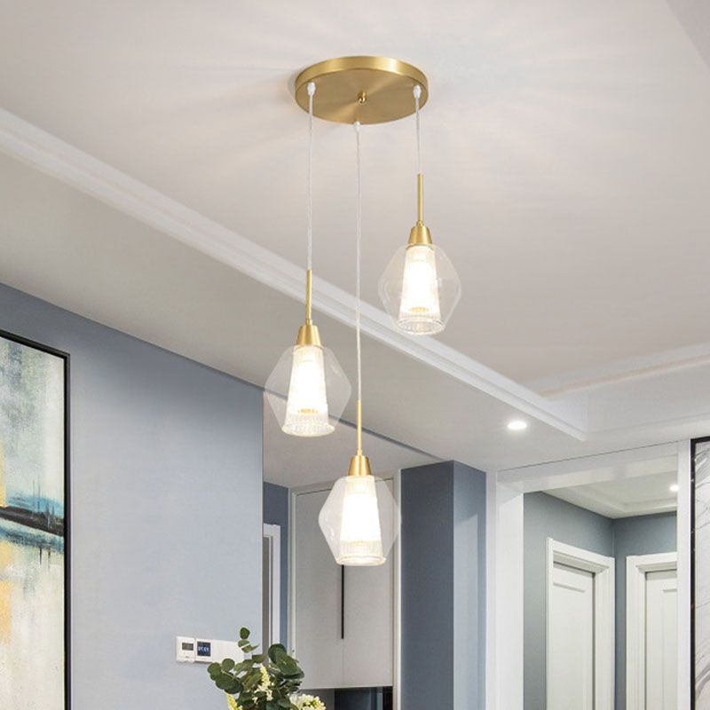 Duidelijke met de hand geblazen glazen gearceerde multi -plafondlamp Noordse stijl gouden suspensieverlichting voor trap