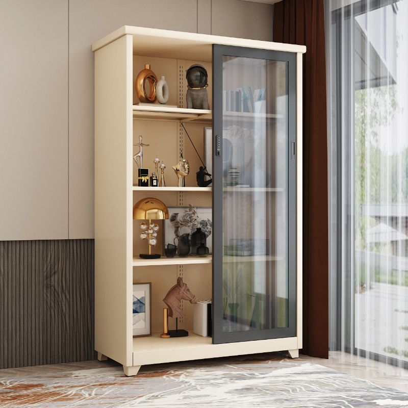 Contemporary Style 1-Door Wardrobe Glass Wardrobe Closet with Shelves