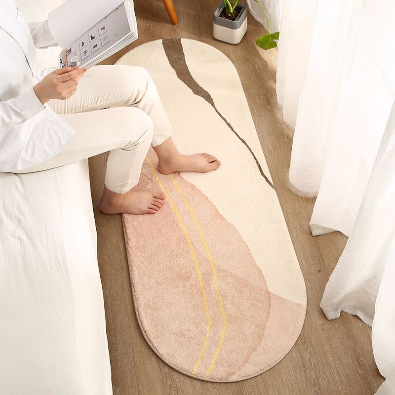 Modern Indoor Rug Contrast Panel Polyester Area Rug Non-Slip Backing Carpet for Bedside