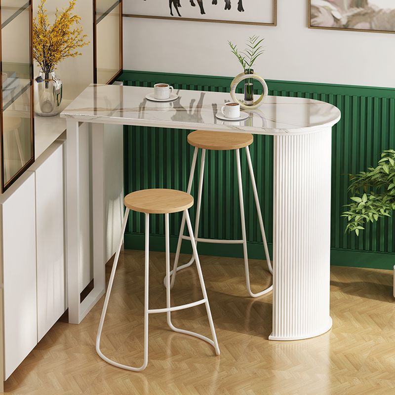 White Modern Style Specialty Bar Table in Faux Marble and Metal Milk Tea Shop Bar Table