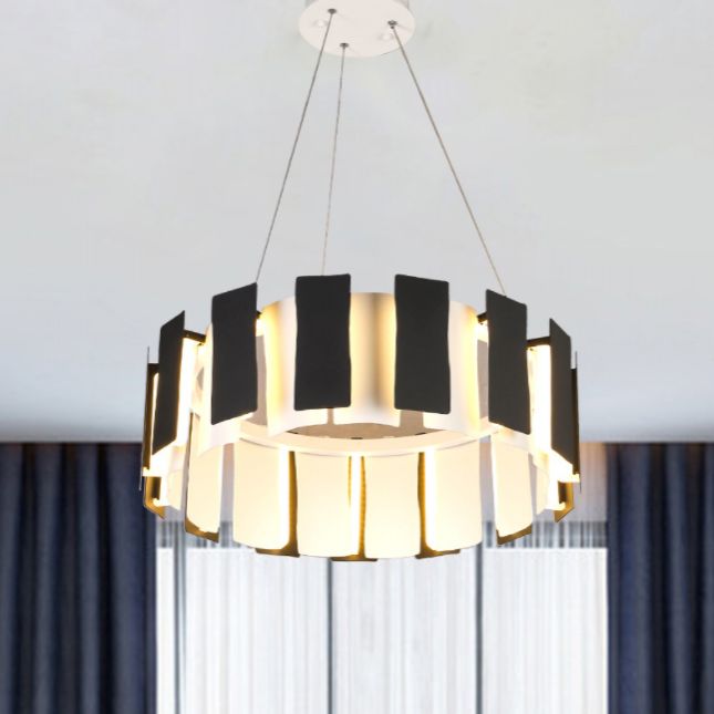 Circular Bernero Candelier Luz Luz Led Metal LED contemporáneo Kit de luz colgante en negro