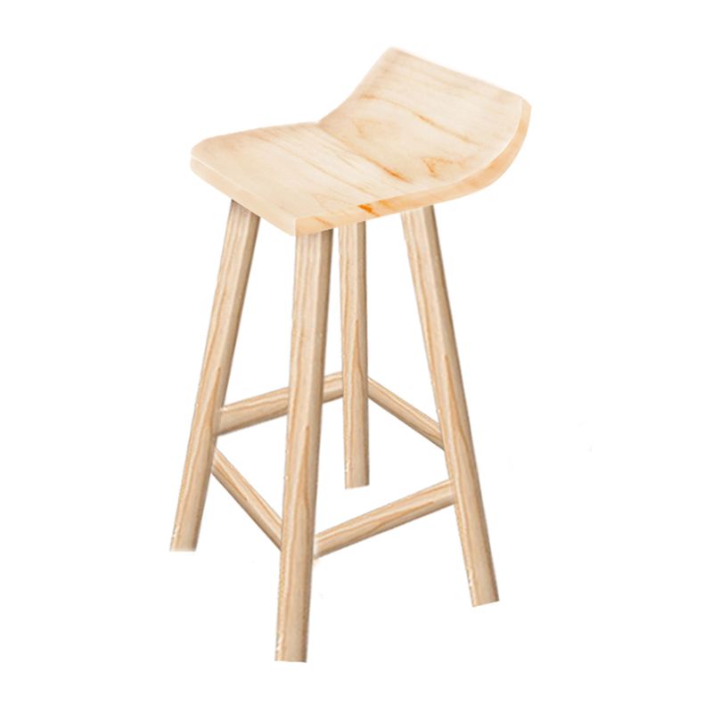 Modern Solid Wood Bar Chair Armless Bar Stool with Wooden Footrest