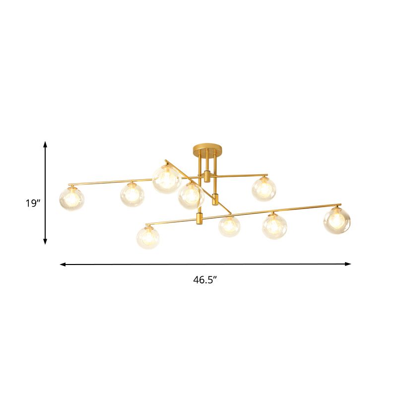 6/9 luces Starburst Candelier Minimalismo de vidrio transparente Luz colgante de colgante en negro/dorado