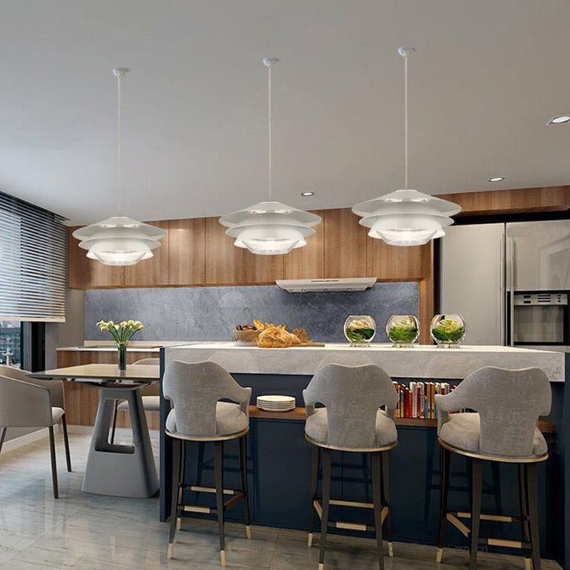 1-Light Disk Hanging Light Fixture Glass Pendant Light for Dining Room