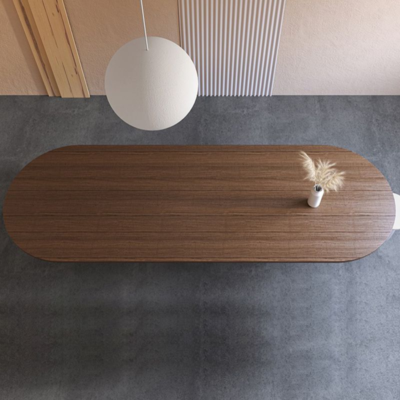 Modern Pine Wood Table for Restaurant Oval Dining Table with Double Pedestal