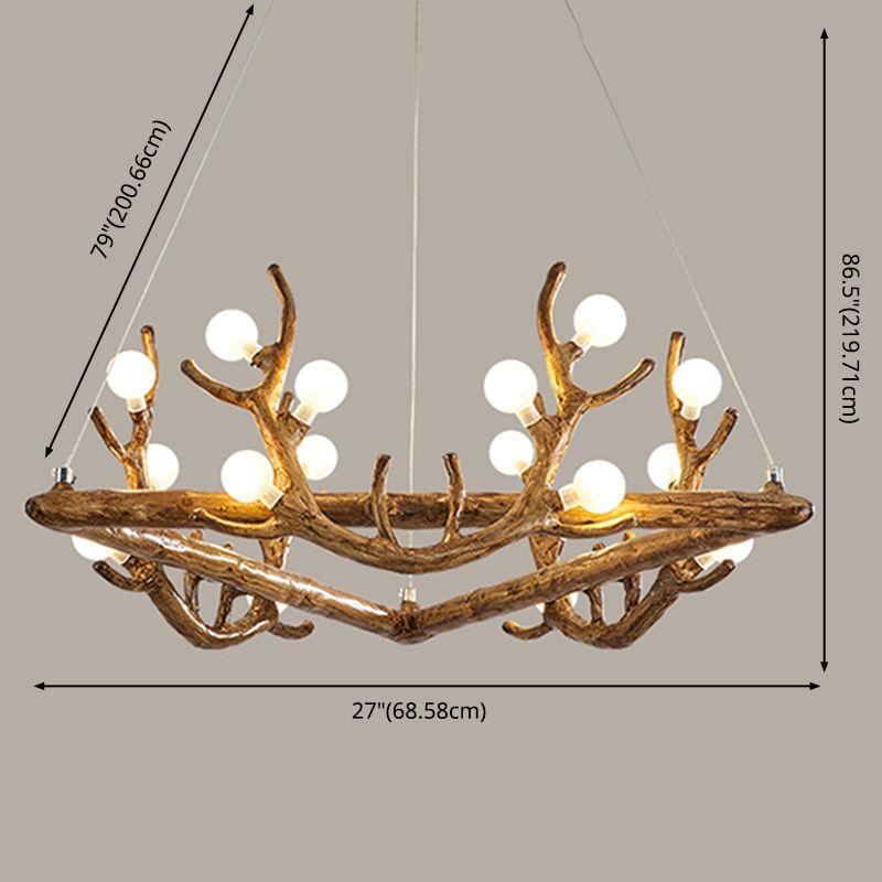 Deer Antler Wood Chandelier Light Fixture Rustic Dining Room Chandelier Pendant Light