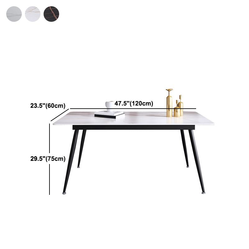 Industrial Rectangle Stone Table Standard Height Kitchen Table with 4 Legs