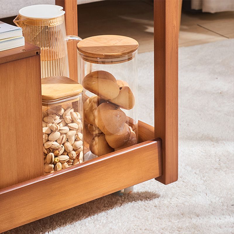 11" Wide Contemporary Cocktail Table Storage Rectangle Coffee Table with Casters