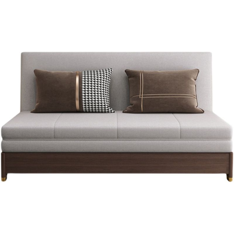 Solid Wood Sleeper Sofa Bed Convertible Linen Sofa Bed in Grey