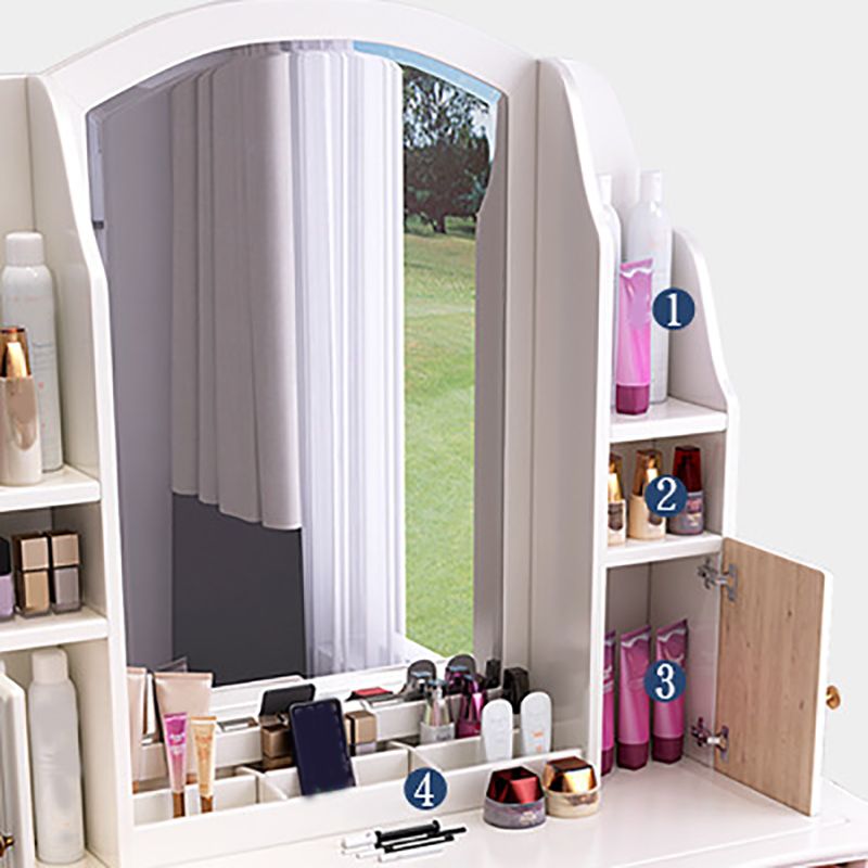 Traditional Solid Wood Makeup Dressing Table 60.23" H Vanity Set with Stool and Mirror