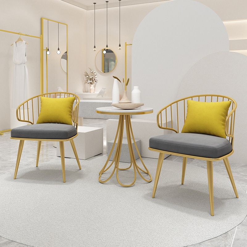 Contemporary Kitchen Dining Armchair Metal Side Dining Chairs in Gold