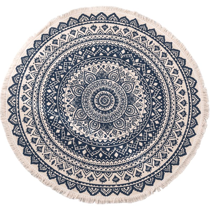 Pastel Color Mandala Rug Cotton Boho Carpet Machine Washable Indoor Rug for Bedroom
