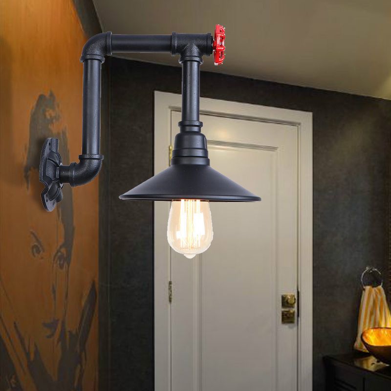 1 Lampenkegelwandbeleuchtung mit Rohrdesign Industrial Black Finish Eisenwandlampe Lampenleuchte