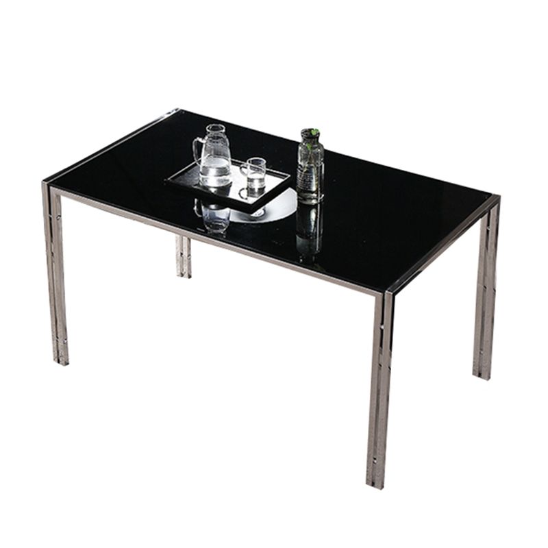 Contemporary Style Tempered Glass Top Dining Table 4 Legs Table for Dining Room