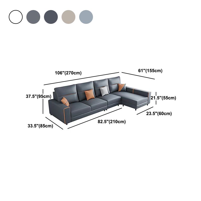 37.4"H Faux Leather Square Arm Sofa & Chaise for Living Room