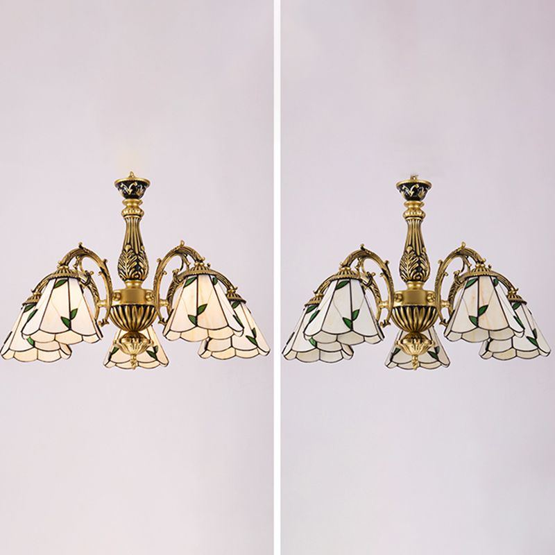 Cone Dome soggiorno lampadario tiffany in stile vetro a sospensione vintage in beige