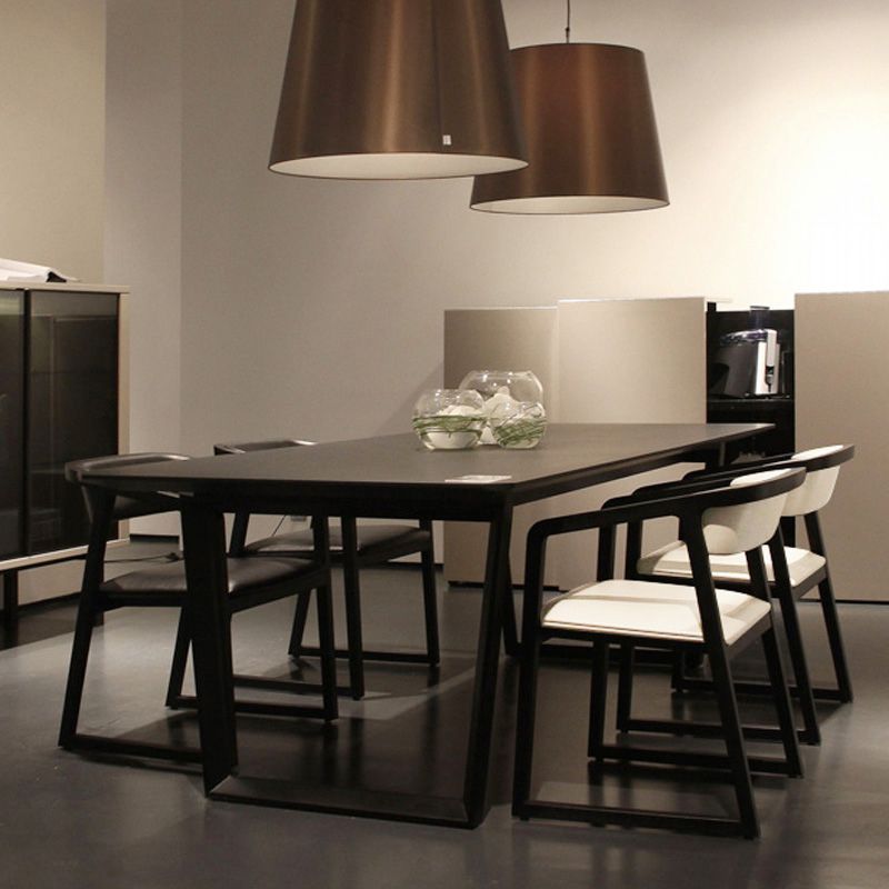 Mesa de comedor casera de estilo moderno Mesa de forma rectangular con pedestal doble