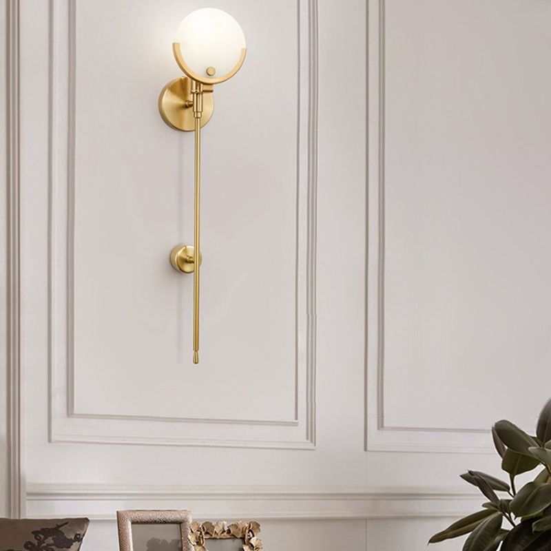 Stone Round Sconce Light Contemporary 1 Head Wall Mount Lighting in Gold