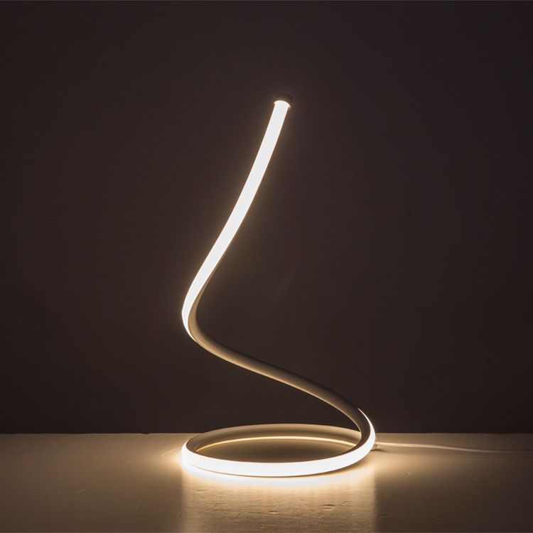 1-Light Curved Table Light Contemporary Metal Nightstand Lamps for Bedroom