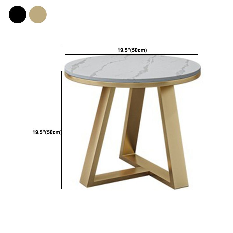 Geometric Stone Top Coffee Table in White of 17.7"/19.7" High