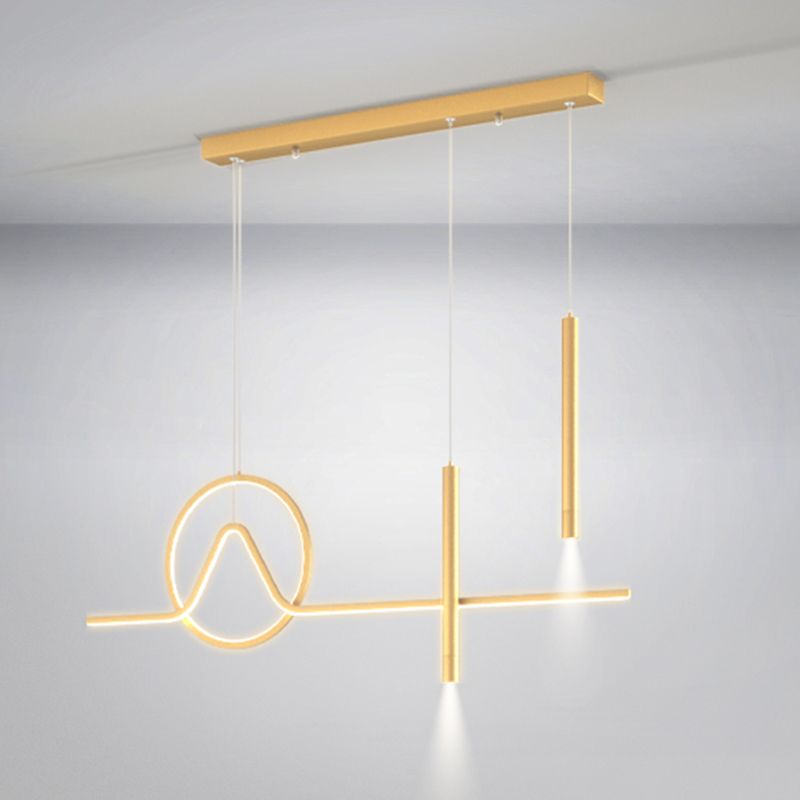 4 Licht geometrische Insellichter zeitgenössische Metal -Inselbeleuchtungsideen