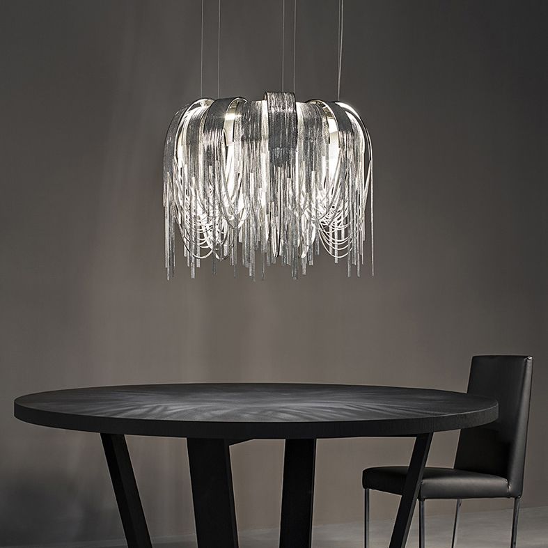 Chain Hanging Pendant Light Tassel Metal Chandelier Light for Dining Room Living Room