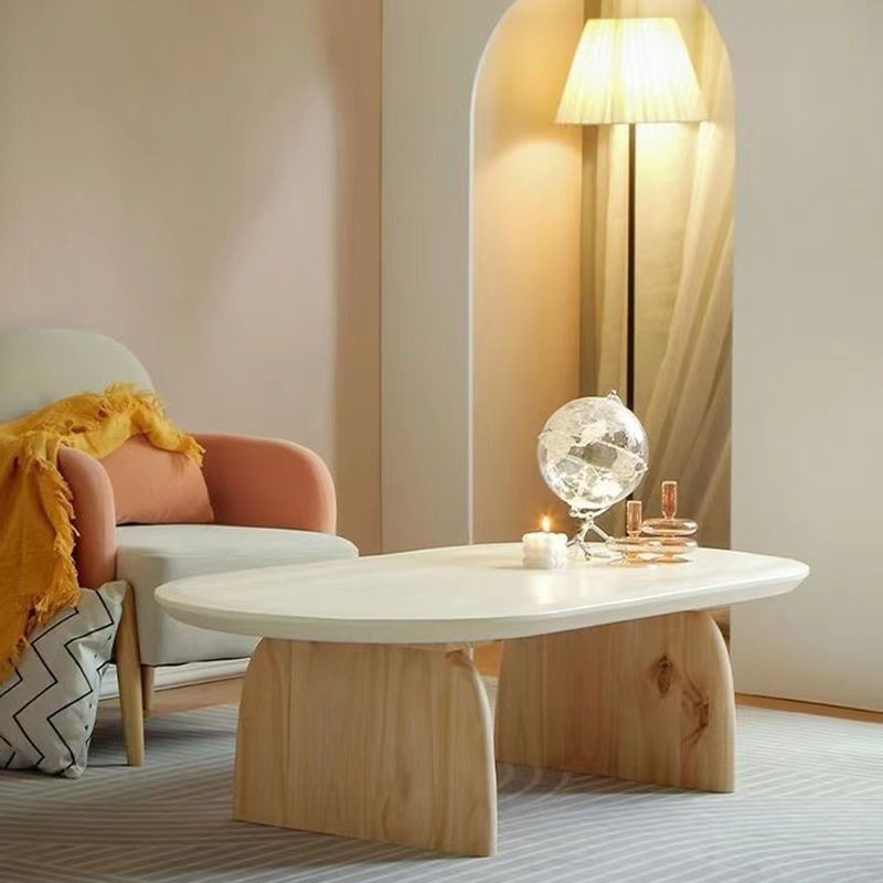 Solid Wood Oval Side Table Modern Living Room End Table with 2 Legs