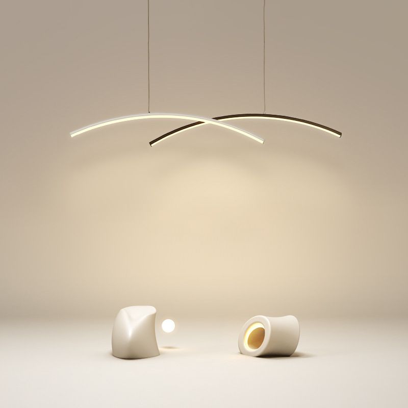 Accesorio de iluminación colgante de sala de estar sombreada LED Simplicidad colgante en blanco negro