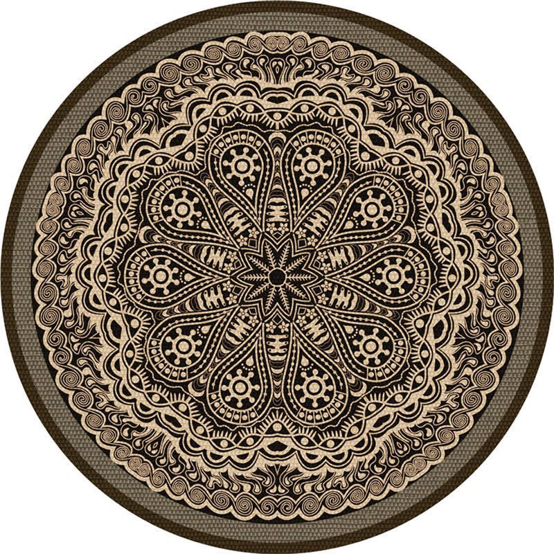 Moroccan Living Room Rug Multi-Color Flower Rug Polyester Machine Washable Stain Resistant Non-Slip Backing Area Carpet