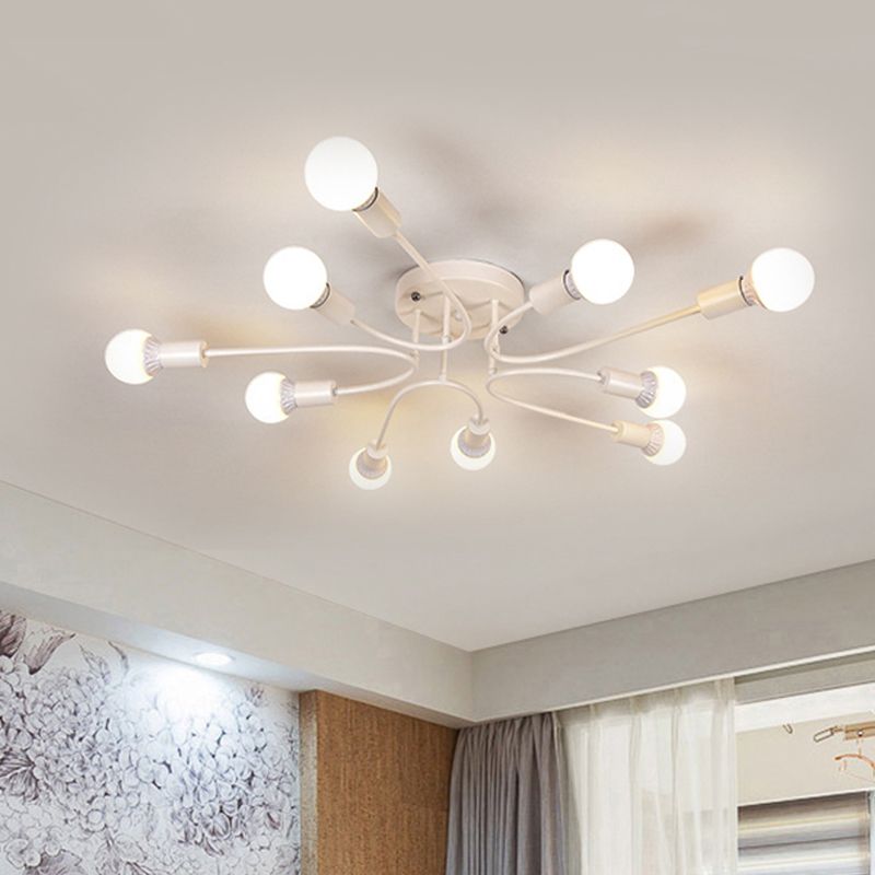 Starburst Semi Flush Mount Lighting Nordic Metal 6/8/10 Lichter Weiß/Gold/Schwarz Deckeneinbauleuchte für Schlafzimmer