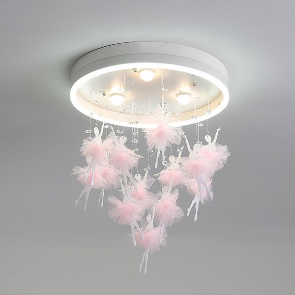 Led Ceiling Light Pink Round Acrylic Close to Ceiling Light for Kid Room