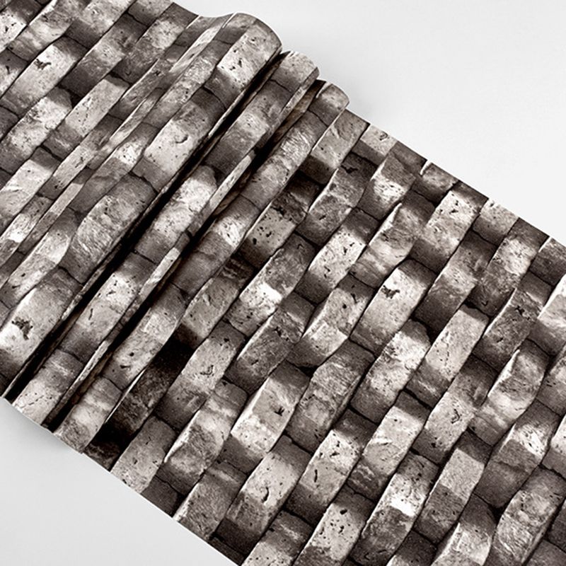 Coffee Shop and Dress Room Wallpaper Industrial Grey 3D Print Bricks, 20.5" by 31', Non-Pasted