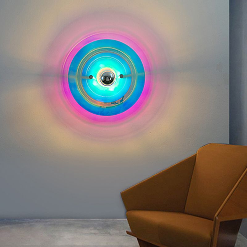 Creative Postmodern Round Sconce Lamp Acrylic 1-Light Staircase Wall Light Fixture