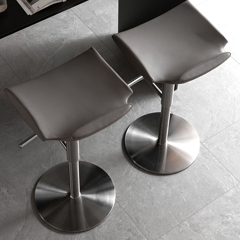 Contemporary Adjustable Backless Counter High Stool with Leather Cushion