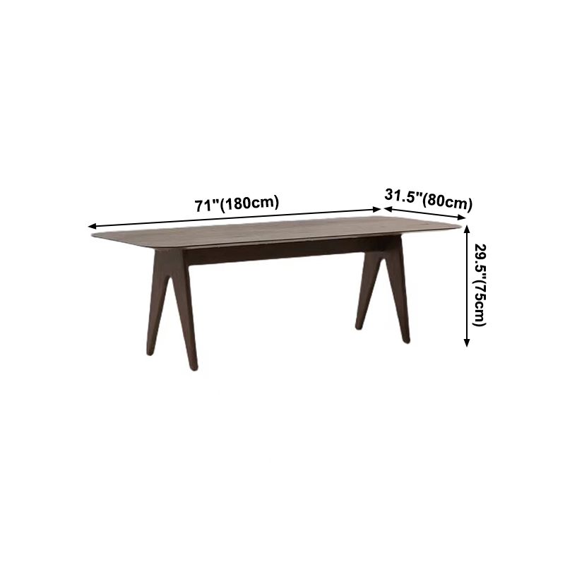 Mesa rectangular contemporánea de madera maciza mesa de madera marrón con 4 patas