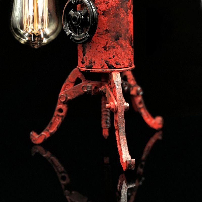 Lampada da tavolo a tubatura in rosso ruggine a vapore retro metallico in metallo camera da letto