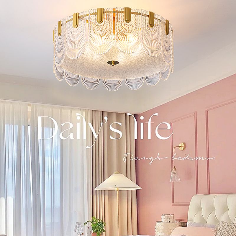 Semplice illuminazione a soffitto da incasso Plafoniera contemporanea in vetro in oro