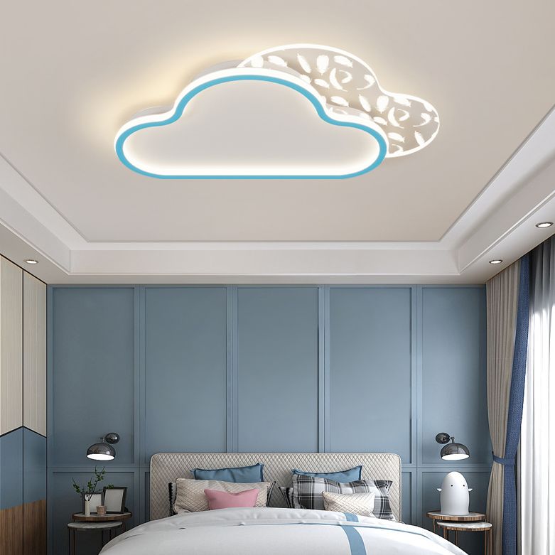 Mont semi-flustion LED à LED Stagger Cloud dans le plafond en métal de plumes de style unique moderne pour chambre à coucher