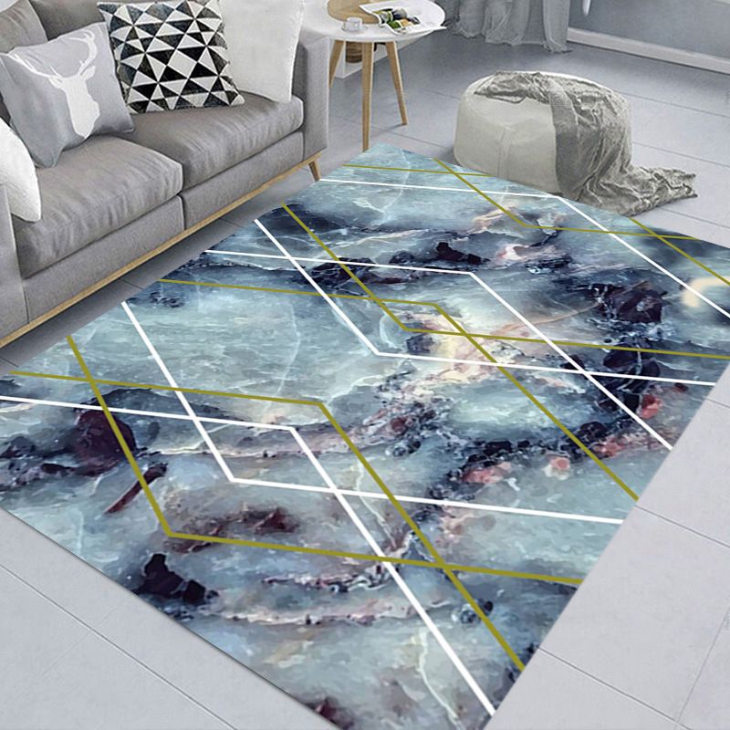 White Modern Carpet Polyester Geometric Patterns Carpet Washable Carpet for Home Decor