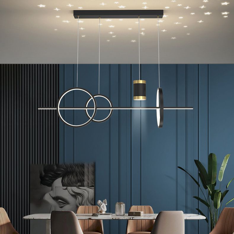 Modern Style Dining Island Light Dining Room LED Line Hanging Light Fixture