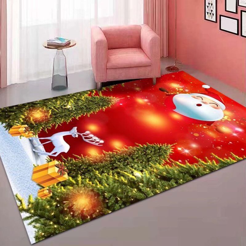 Trendy Christmas Pattern Carpet Polyester Indoor Rug Non-Slip Backing Rug for Living Room