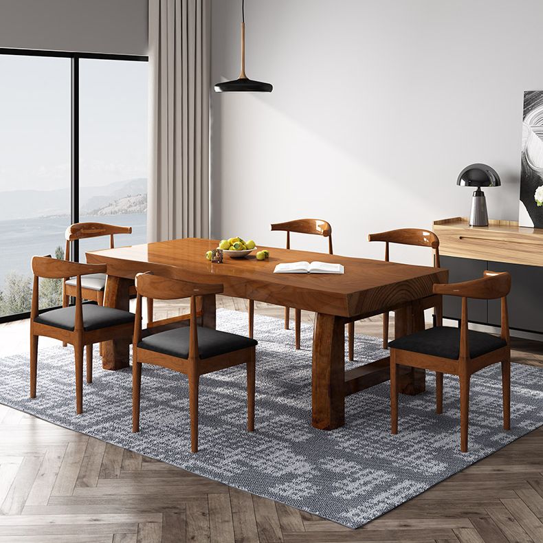 Minimalist Solid Wood Brown Dining Table Kitchen Rectangle Dining Table for Kitchen
