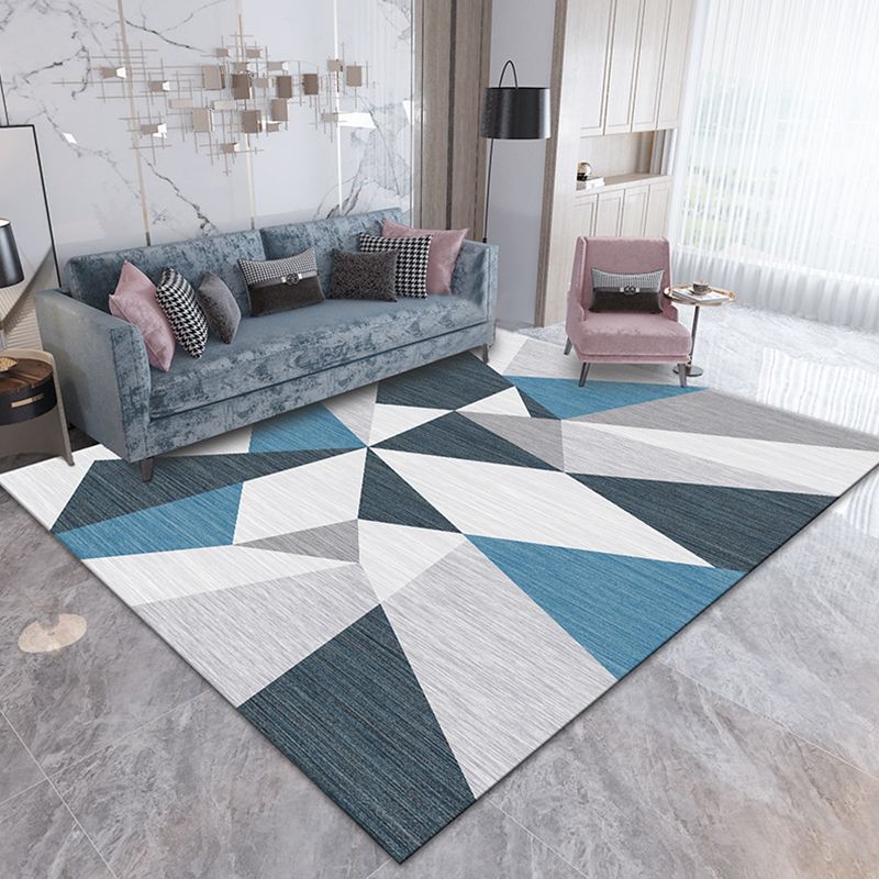 Individuality Geometry Pattern Rug Contemporary Trendy Rectangle Carpet Polyester Friendly Washable Rug for Home Decoration
